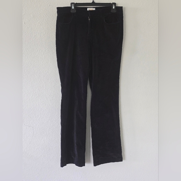 Talbots Pants - Talbots Pants Women Sz 10 Black Corduroy Straight Leg Mid Rise Flat Front